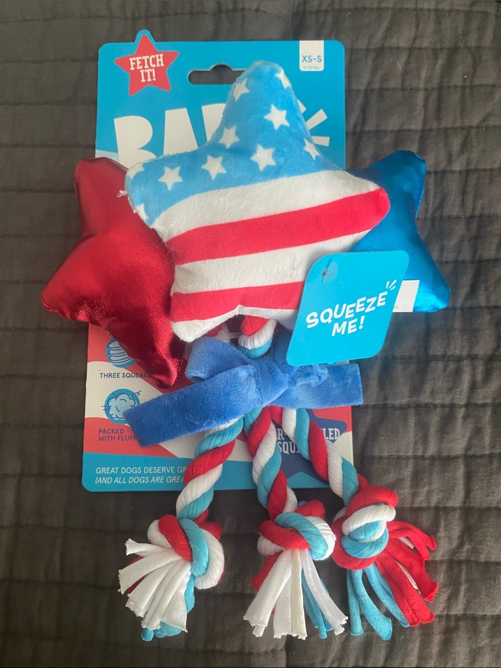 Bark Red White and Blue Star Rope Dog Toy